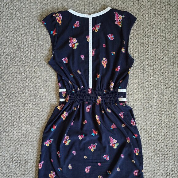 Cute Black Pin-up Wiggle Floral Dress Keyhole, Trollied Dolly, Size M - Picture 5 of 15